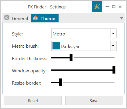 PK Finder theme settings