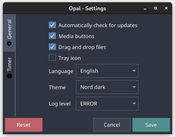 Opal settings